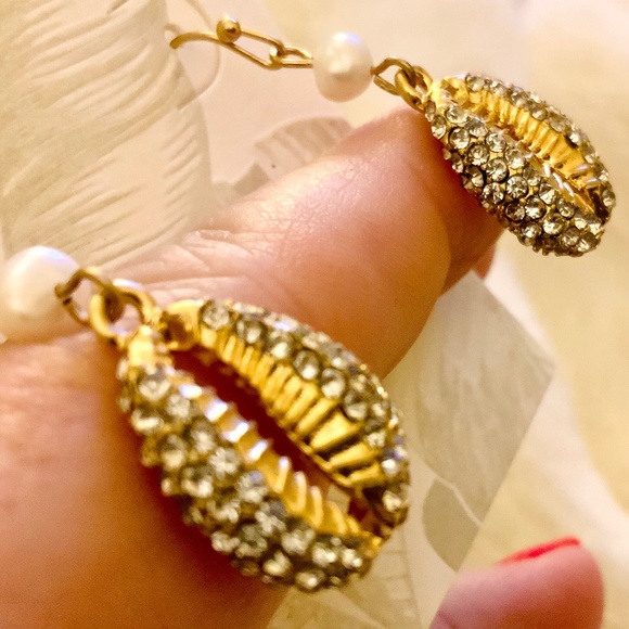 TOMMY BAHAMA EARRINGS CRYSTAL SHELL / FRESHWATER PEARL ⭐️  BEACHY BOHO - Picture 5 of 8